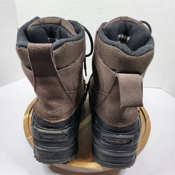 Kamik Wausau Men\'s Winter Duck Boots Size 12 Waterproof Suede Thinsulate Brown